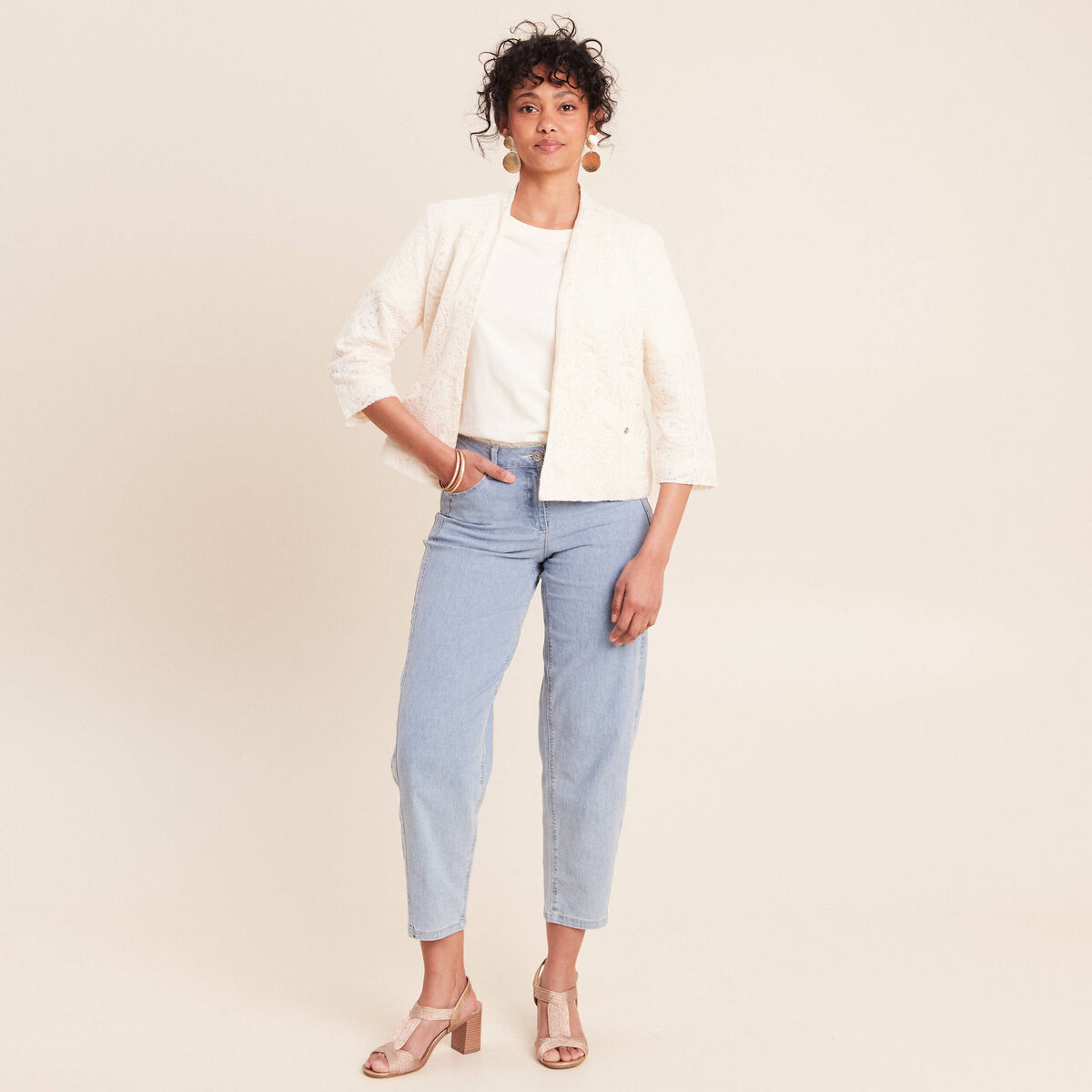 T-shirt manches courtes ecru femme