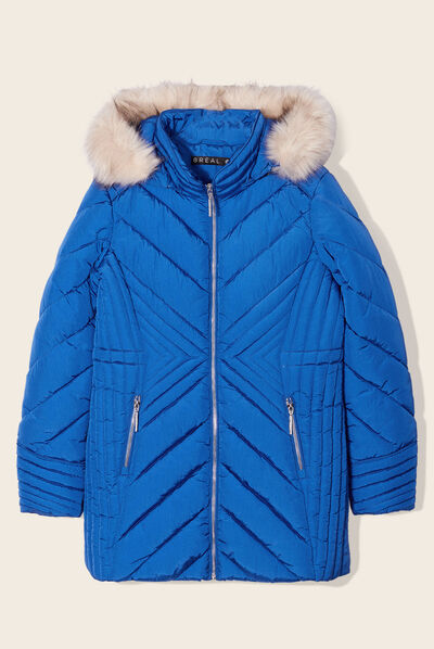 Doudoune déperlante à capuche amovible bleu electrique femme