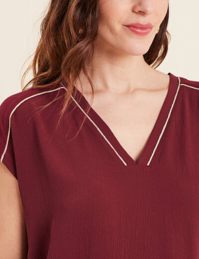 T-shirt manches courtes bordeaux femme