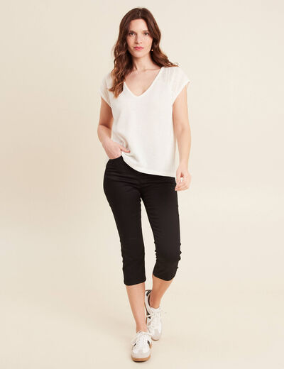 Pantacourt droit taille standard noir femme