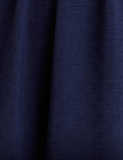 Robe évasée taille smockée bleu marine femme