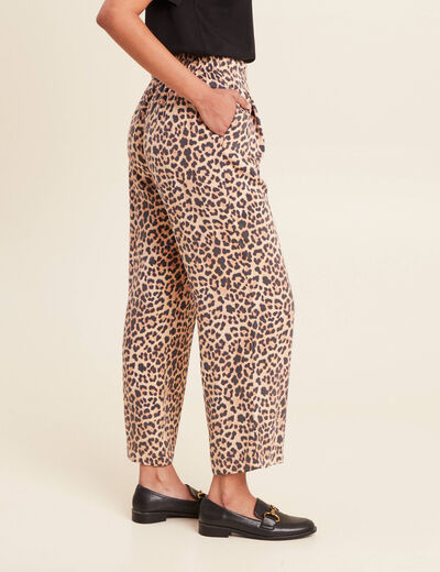 Pantalon flou taille haute sable femme