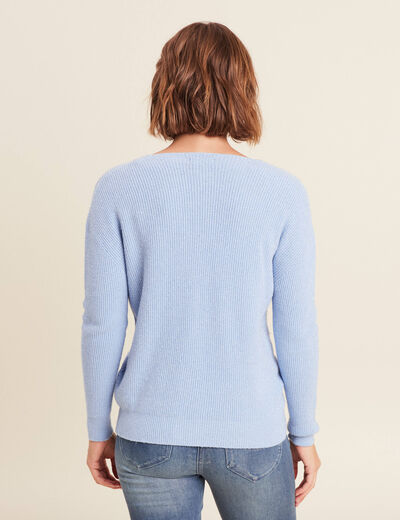 Pull manches longues bleu clair femme