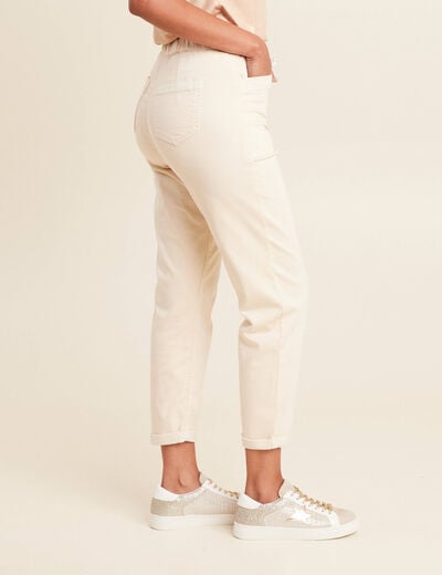 Pantalon coupe mom 7/8&egrave;me ivoire femme
