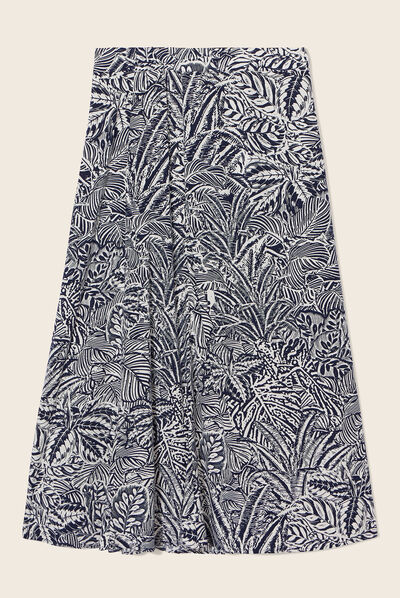 Jupe longue évasée bleu marine femme