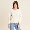 Pull manches longues ajouré ecru femme