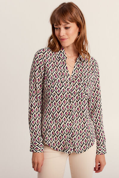 Chemise manches longues rose fushia femme
