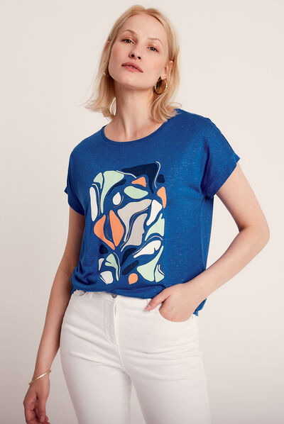 T-shirt manches courtes bleu electrique femme