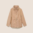 Parka ajust&eacute;e mi-longue brillante sable femme