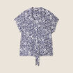 Blouse manches courtes nouée bleu femme