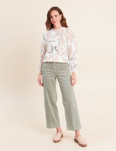 Pull col rond &agrave; sequins rose femme