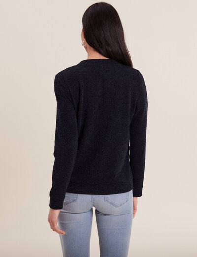 Gilet manches longues zippé bleu marine femme