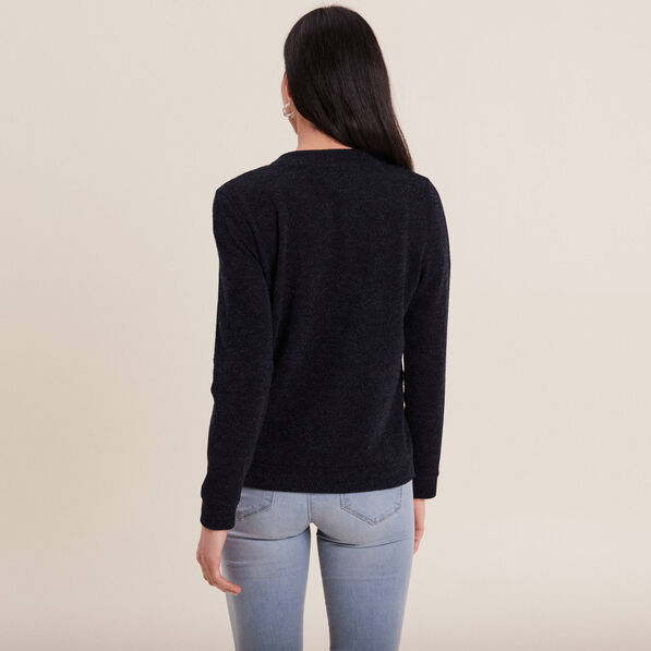 Gilet manches longues zippé bleu marine femme