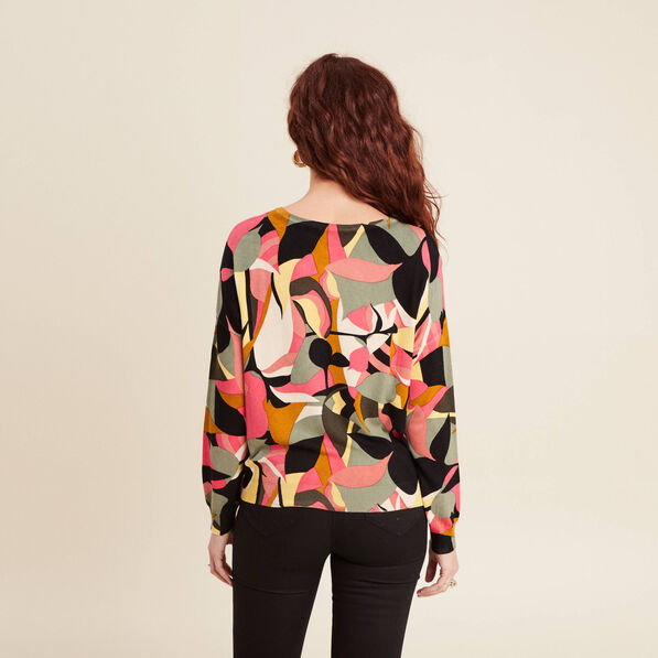 Pull manches longues multicolore femme