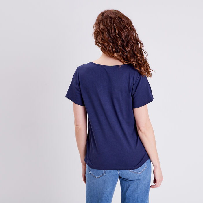 T-shirt manches courtes bleu marine femme