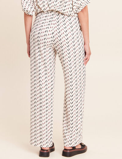 Pantalon large taille haute blanc femme