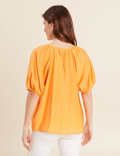 Blouse manches 3/4 orange clair femme
