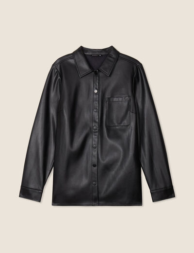 Chemise simili cuir noir femme