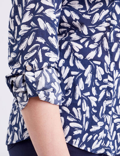 Chemise manches longues bleu foncé femme