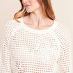 Pull col rond manches longues dentelle ecru femme