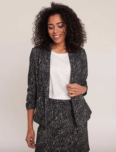 Veste tailleur manches 3/4 noir femme