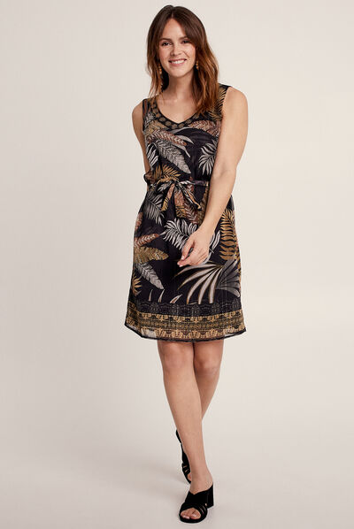 Robe droite sans manches noir femme