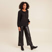 Blouse fluide col v manches longues noir femme