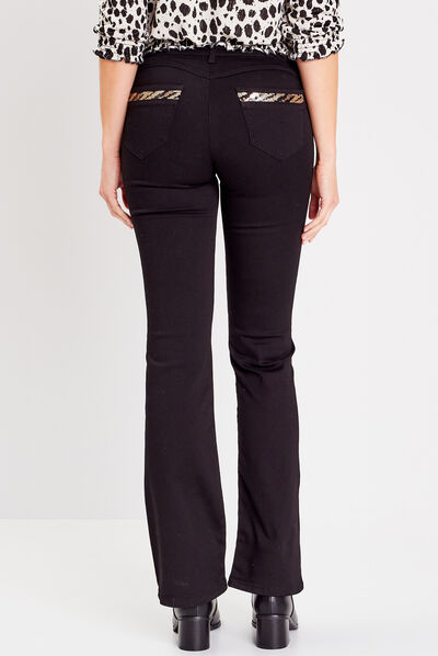Pantalon bootcut avec sequins noir femme
