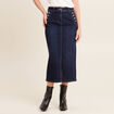 Jupe longue droite en jean denim brut femme