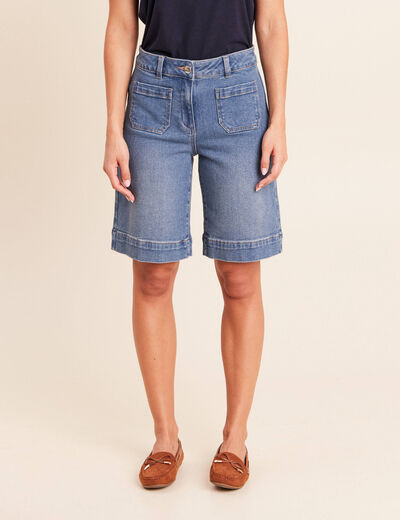 Bermuda en denim denim stone femme