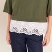 Pull bi-mati&egrave;re col bateau vert kaki femme