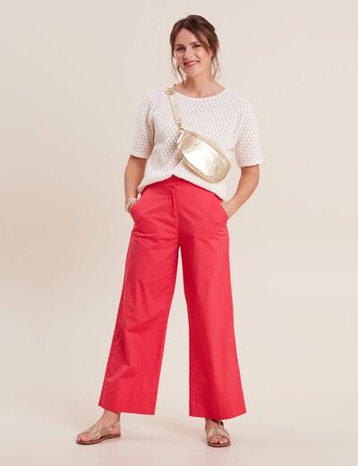 Blouse manches courtes crochet ecru femme