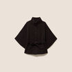 Poncho ceintur&eacute; en polyester recycl&eacute; marron fonc&eacute; femme