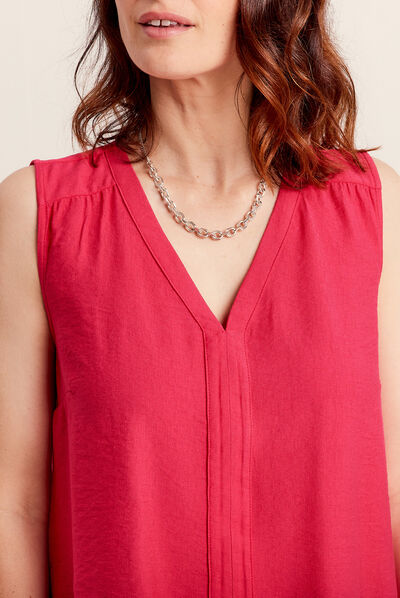 Blouse sans manches rose fushia femme