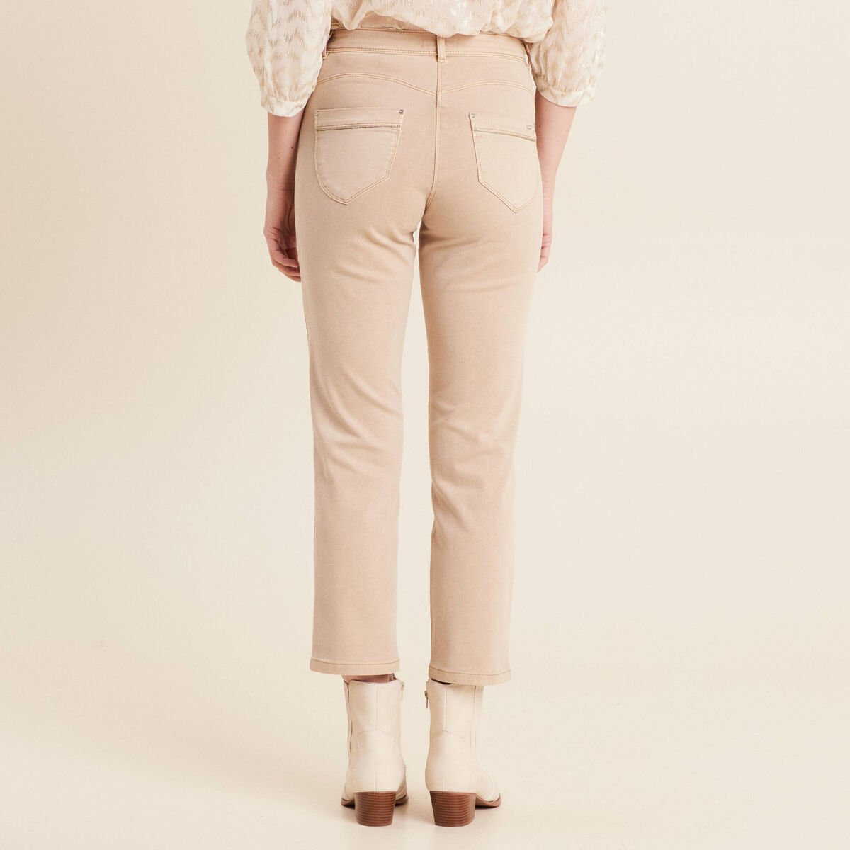 Jean droit 7/8ème denim beige femme