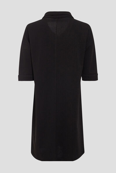 Robe droite manches 3/4 noir femme