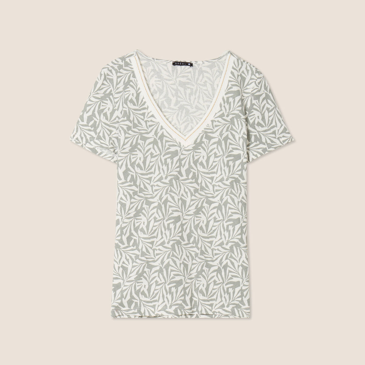 T-shirt manches courtes vert kaki femme