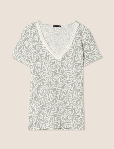 T-shirt manches courtes vert kaki femme