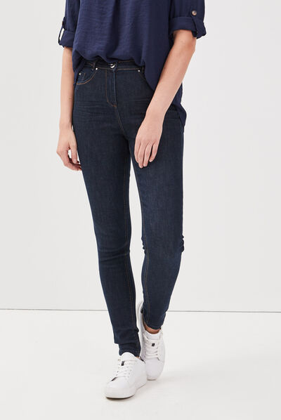 Jeans slim taille haute denim brut femme