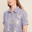 Chemise droite courte manches courtes bleu lavande femme