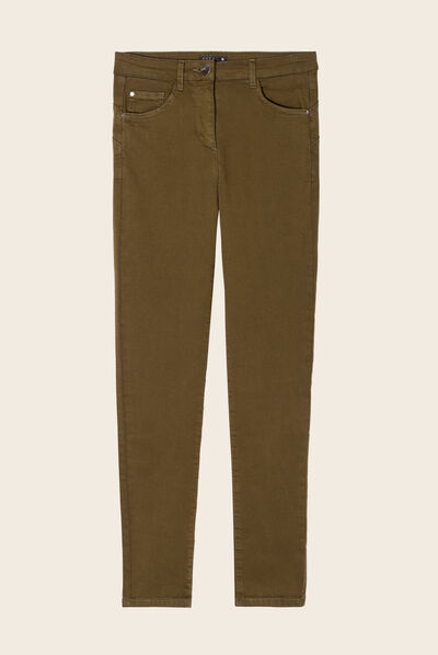 Pantalon léger taille standard 7/8ème vert kaki femme