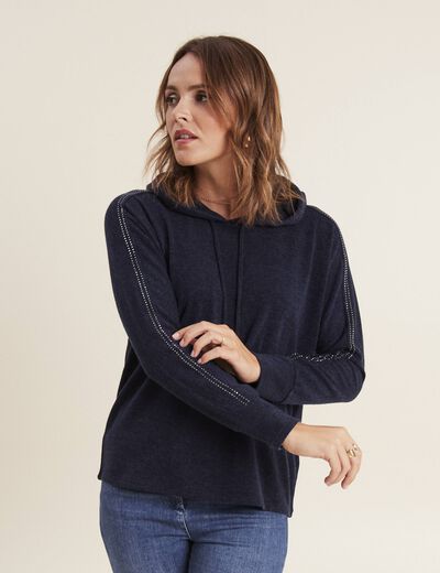 Sweat à capuche bleu marine femme