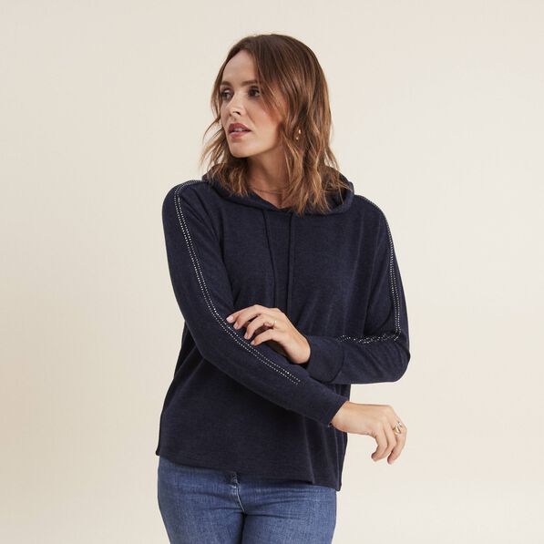 Sweat à capuche bleu marine femme