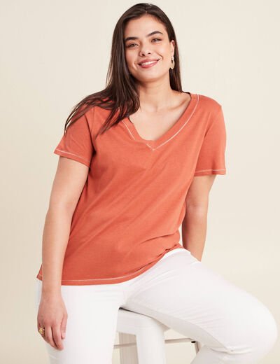 T-shirt manches courtes vieux rose femme