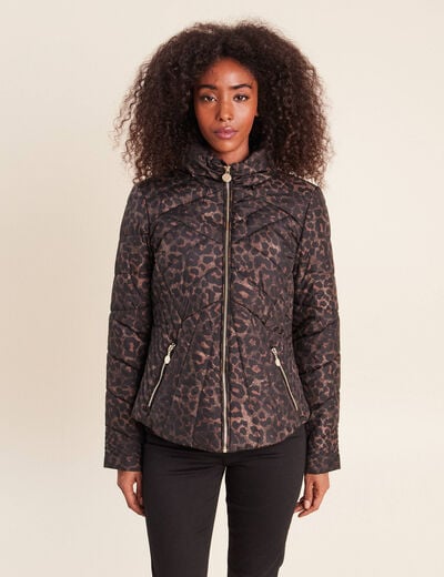 Doudoune d&eacute;perlante droite zipp&eacute;e marron femme