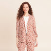 Veste longue droite col tailleur orange femme