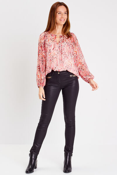 Blouse manches longues rose fushia femme