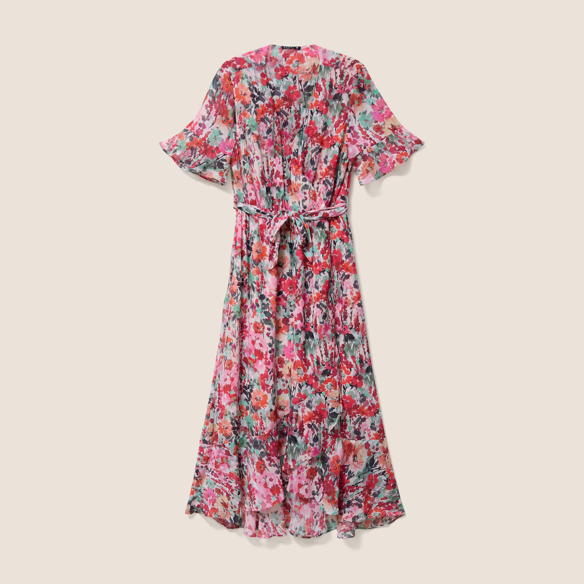 Robe longue portefeuille multicolore femme