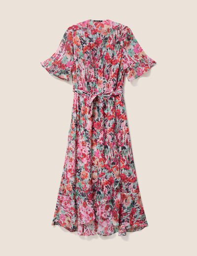 Robe longue portefeuille multicolore femme