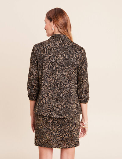 Veste cintr&eacute;e manches 3/4 col ch&acirc;le vert kaki femme